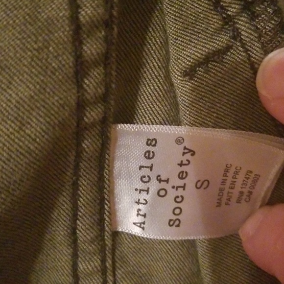 Articles of Society Olive Green Jean Jacket Size Small - Picture 4 of 5